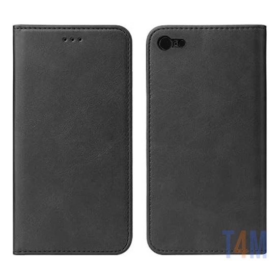 Leather Flip Cover with Internal Pocket For Apple Iphone 7g/8g/SE Black